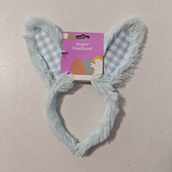 New DanDee Easter Bunny Ears Headband 8 Lot White Blue Plush Gingham Plaid NWT - Picture 10 of 14